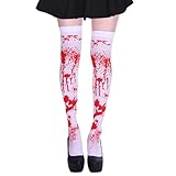 Blutige Strumpfhose Halloween Strumpfhose Damen,Sexy Gruselig Blut Clown Strumpfhosen Outfit,Blutiges Strümpfe Accessoires,Blutig Kniestrümpfe Frauen für Erwachsene Karneval/Carnival Theme Mottoparty