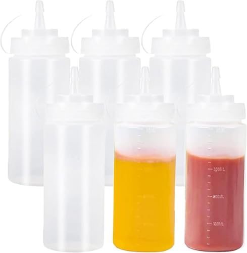 【6個セット】300/6501000ml 大容量 ディスペンサー 料入れ スクイズ 料 キッチン用 レストラン ホテル 飲食店 調理小物 業務用 多用途/油/酢/ケチャップ/マヨネーズなど入れ 多用途 漏れ防止キャップ付き 料 セット ディスペンサー 容器