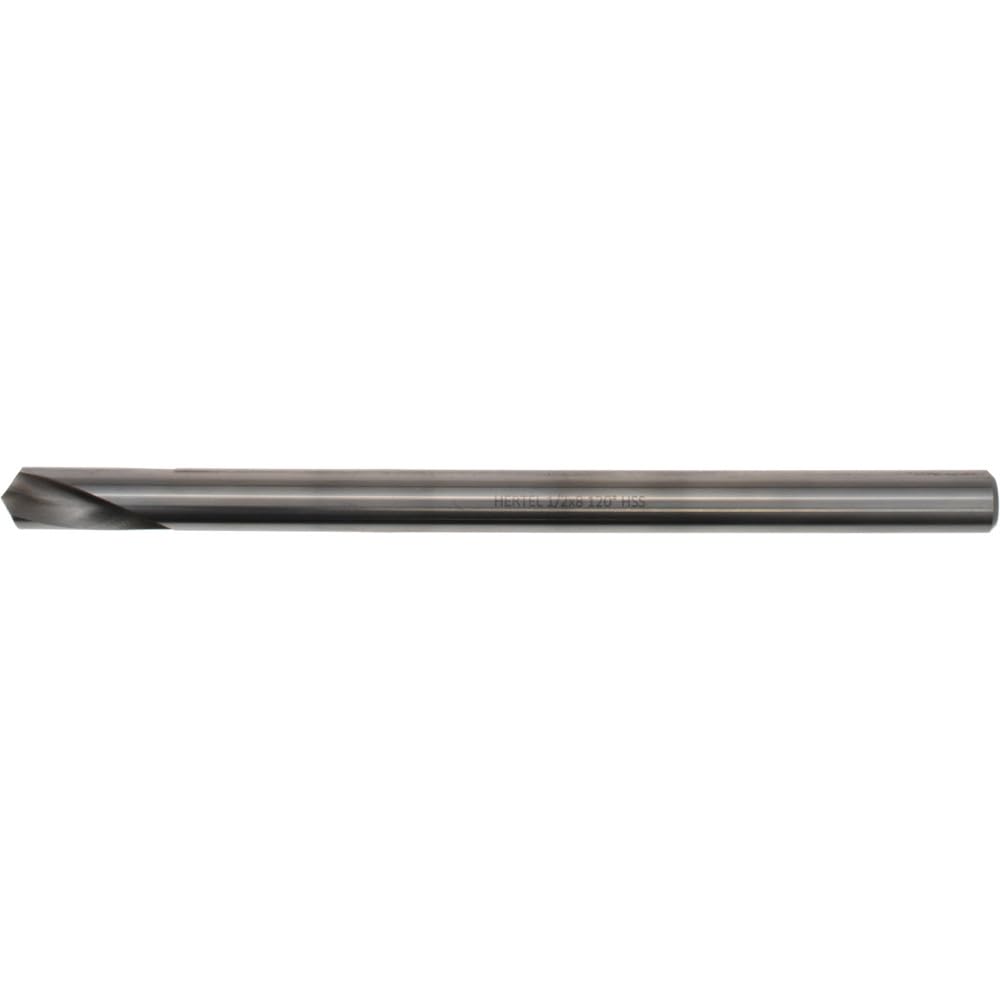 Hertel Spotting Drill, 1, High-Speed Steel, 1/2" Shank Dia, 1/2" Dia, Bright/Uncoated Finish, Right Hand Cut, 120 deg, 1-3/8" Flute Length, 8" OAL