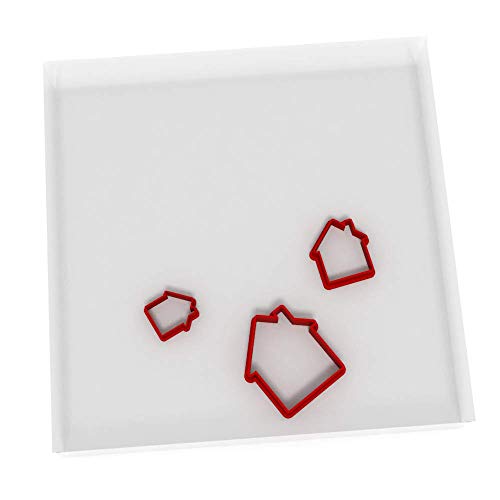 Tiny House Cookie Cutters, Set Of 3 Plastic Cutters For Fondant, Clay, Crafts, 1.25', 0.75', 0.5' Sizes