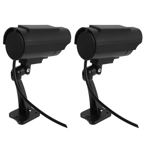Angoily 2 de Seguridad Falsas Tipo CCTV para Interiores y Exteriores, Color Negro, Efecto Realista, sin Batería, para Hogares, Oficinas, Tiendas y Garajes, Cámara Ficticia