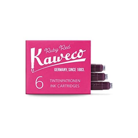Kaweco Ruby Red Fountain Pen Ink Cartridges for Cartridge Fountain Pens with Short Standard Cartridges I 6 Fountain Pen Cartridges Fountain Pen Many Brand Manufacturers I Ink for Fountain Pen Ruby Red Cover