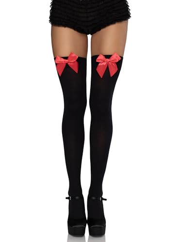 Image of Leg Avenue Women's Satin Bow Accent Thigh Highs