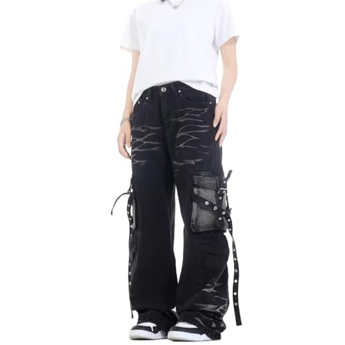 Baggy Cargo Pants Wide Leg Denim Cargo Jeans Y2k Hip Hop Oversized Jean Vintage Streetwear Clothes with Multi Pockets