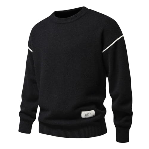 Men's Crewneck Sweater Classic Long Sleeve Solid Pullover Soft Cofty Thermal Lightweight Casual Knitwear Sweaters