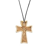 VATOPEDI MONASTERY Collar con Cruz bizantina de Madera y cordón del Monte Athos - Colgante con Cruz ortodoxa de Haya Hecha a Mano, Collar religioso Cristiano para la oración y el Uso Diario