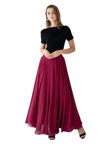 Image of Women's Full Length Georgette Long Skirt- Lehenga with 8 Meters Maxi Flare