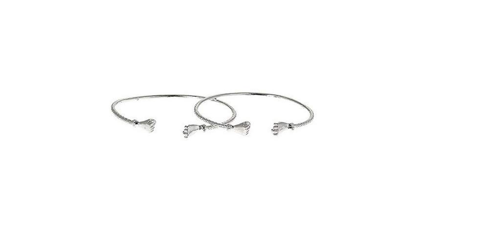 Fist .925 Sterling Silver West Indian Bangles (Pair) (MADE IN USA)