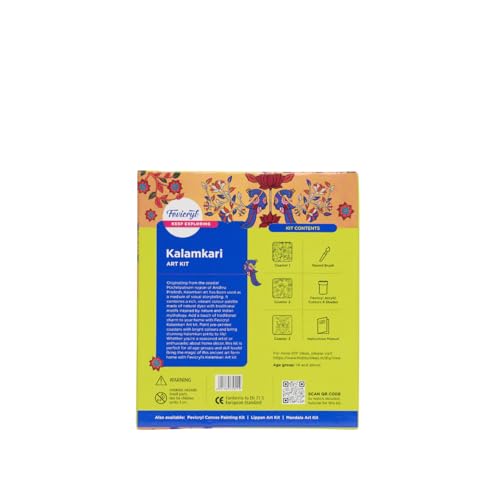 Image of Fevicryl Kalamkari Mini Art Kit | All-Inclusive DIY Kit with Wooden Coasters, Acrylic Colours, Brush l Paint Your Own Coasters | for Artists, Students, Hobbyists & Gifting | Ideal for Age 14 +