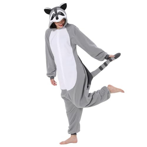 Pyjama raton laveur à capuche en polaire combinaison chaude pour cocooning et fêtes de Noël