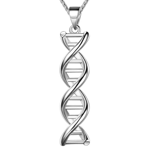 SEIHOP DNA Double Helix Chemistry Science Molecule Biology Necklace Silver Plated DNA Pendant Jewelry for Women and Girls KP0049W