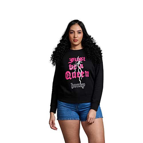 Image of Go Devil Stylish Trendy Regular Fit 100% Cotton Sweatshirt with Round /Crew Neck Full Sleeves, Casual Printed Winter Wear for Women /Girls