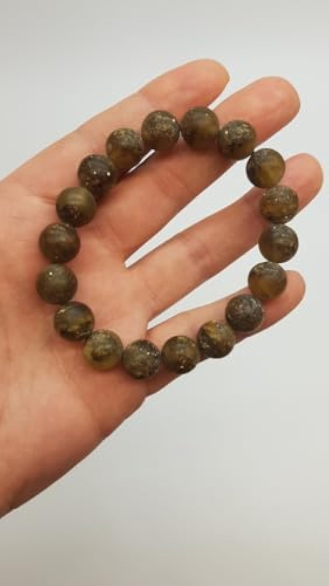 Natural Baltic Amber Smooth Cut Beads Stretch Bracelet, Unisex