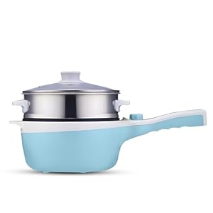 Electric Hot Pot with Steamer: 1.8L Capacity, Multi-Functionality, and Easy Cooking! (Blue)