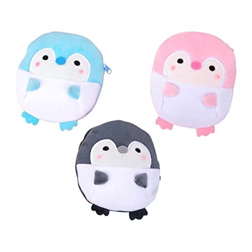 3pcs Cute Penguin Coin Purse Plush Cartoon Change Pouch for Cash Cards and Items for Parties Shopping and Everyday Use