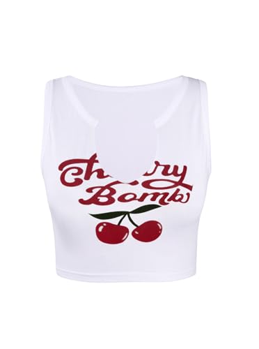 LovelyWholesale Graphic Crop Tank Tops for Women Sexy Summer V Neck Tank Tops4