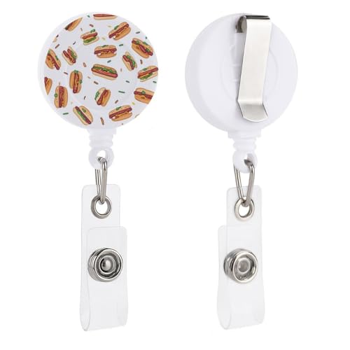 Hamburgers Hot Dogs Fashion Badge Holder PP Plastic Badge Reel Cute Retractable Buckle Badge Clip