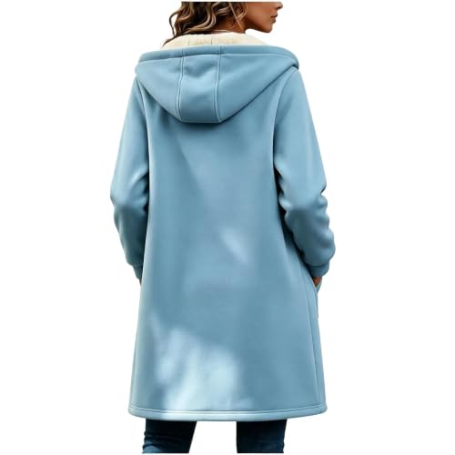 PXQIRMR Winter Coats for Women Hooded Fleece Lined Zip Up Long Coat - image 7