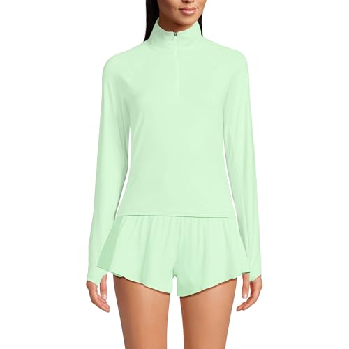 Lands' End Women's Long Sleeve Rash Guard Cover-up UPF 50 XX-Large Plus Icy Mint Green