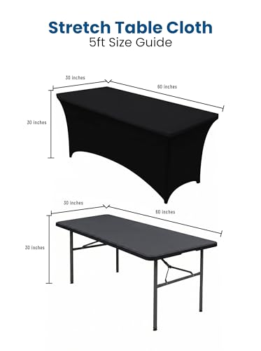 Image of Utopia Kitchen Spandex Tablecloth 2 Pack [5FT, Black] Tight, Fitted, Washable and Wrinkle Resistant Stretch Table Cloth Rectangle Cover for Trade Show, Weddings & Parties [60Lx30Wx30H Inch]