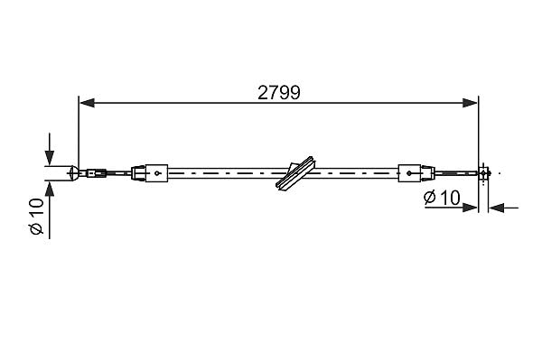 Cable de freno Bosch 1987477197 trasero de acero flexible para tambor 5