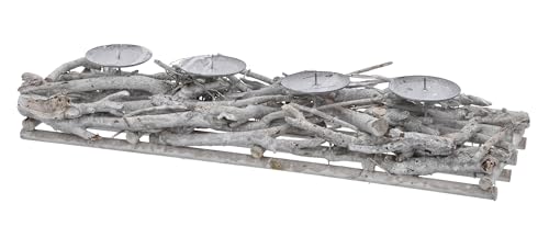 itsisa Adventsgesteck/Adventskranz Holz, länglich, Kerzenhalter Advent...