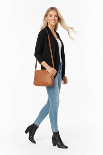Image of ToBeInStyle Womens Open Front Long Sleeve Lightweight Asymmetrical Draped Cardigan with Side Pockets