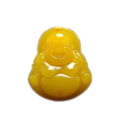 Pendentif en véritable jade jaune sculpté main, bijou Feng Shui d'exception pour femme