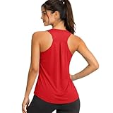Opna Women's Sleeveless Racerback Workout Tank Tops – Breathable Lightweight Loose Fit Athletic Shirts Red