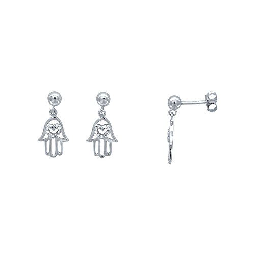 Boucles d'oreilles Main de Fatma avec coeur d'oxyde, cadeau idéal pour femme