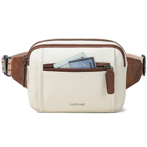 LATMAP 3L Bauchtasche Damen,Crossbody Bag Damen kleine Umhängetasche PU Leder