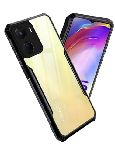Image of BATCHONE Polycarbonate Shockproof Cover Case Compatible for Vivo Y56 5G 360 Degree Protection /Transparent Back Case (Black Bumper) (Pack of 1)