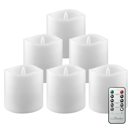 Image of Stonebriar 3 Count White Real Wax 3x3 Flameless LED Pillar Candles with Remote and Timer