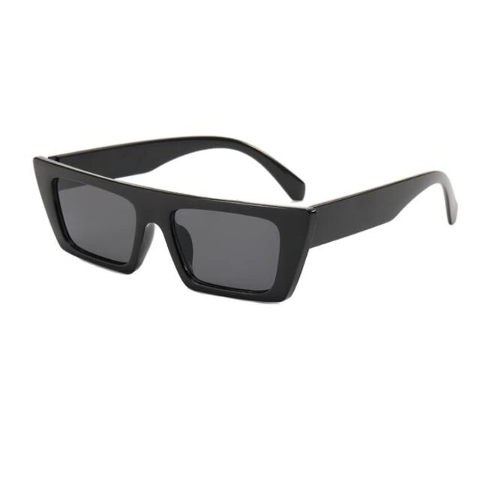 Thick-Legged Sunglasses UV Protection Simple Square Glasses for Women and Men Bright Black Gray Flakes
