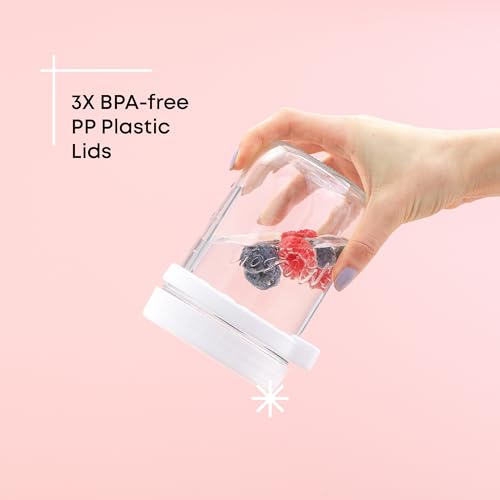 JoyJolt 3-Pack Glass Overnight Oats Jars with Lids and Spoons Set (16 oz), Mason Jars for Overnight Oats, Chia Pudding Jars with Lids - BPA-Free, Leak Proof Small Containers for Meal Prep