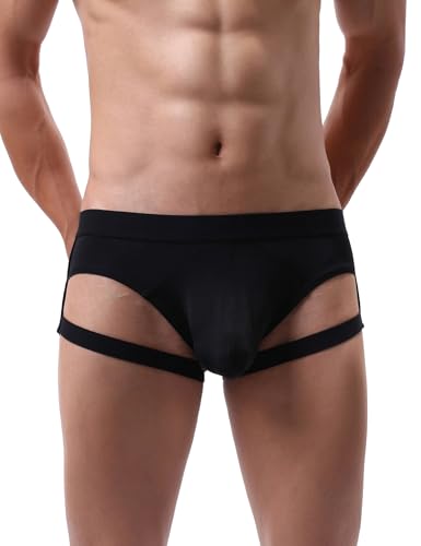 Men's Sexy Briefs Mens Garter Underwear High Elastic Jockstrap Pouch Underwear Low Rise Silk Panties S-XL