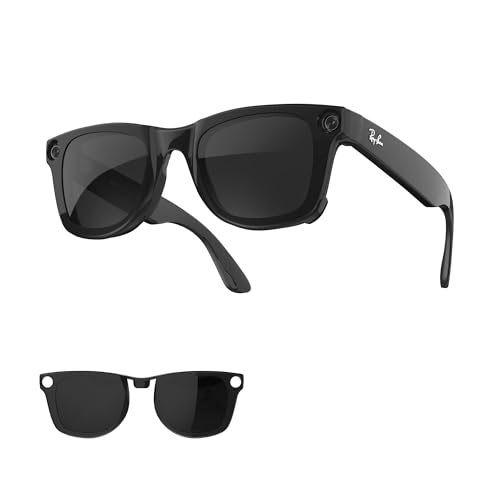HIBLOKS Polarized Clip for Ray-Ban Meta Wayfarer RW4006 & Gen 2 RW4012 Regular (50-22), Shiny Black Frame Discoloration Clip for Meta Wayfarer Gen 2 Protect Your Eyes, (Regular, Black)