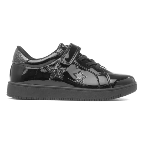 Xl Kids Black Easy Fasten Patent Trainer - Size 11 Child Uk - Black - 2