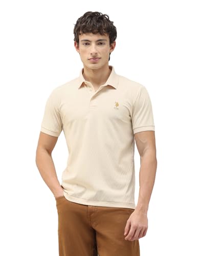 Image of U.s.Polo Association Men's Geometric Patterned Knit Slim fit Polo Shirt