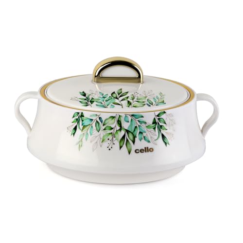 Image of CELLO Midas Casserole Hot Pot Box for Daily Use & Kitchen 1500 ml, White | BPA Free Serving Inner Steel Insulated Food Grade Airtight Sturdy Handle Casseroles Case Set for Roti Chapati Rice Biryani