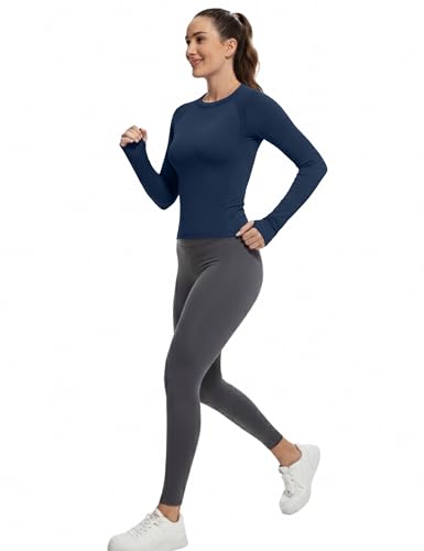 Image of MathCat Workout Shirts for Women Long Sleeve, Workout Tops for Women, Quick Dry Gym Athletic Tops,Seamless Yoga Shirts XS-XL