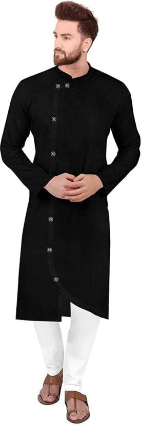 trustous TRUST OUS Men Kurta and Pyjama Set Cotton Blend (Cross Kurta Black)-picture-42