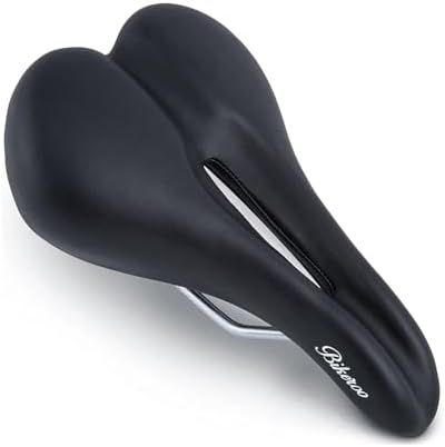 Bikeroo Narrow Nose Road Bike Saddle - Chafe Rub Reduction for Comfort, Flexibility for Street Riding Commuting Stationary Bicycle Exercise - 7" W x 10" L