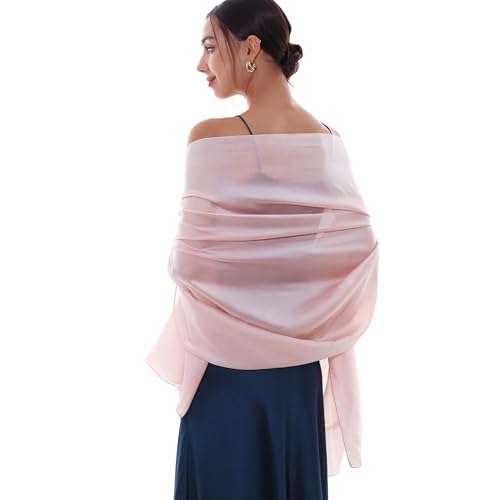 RIIQIICHY Écharpe Femme Pashmina Rose Étole Robe de Soirée Chale Mariage Festive Foulard Mousseline Léger Long