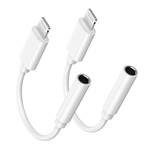 FUHAYA 2 Pack Lightning to 3.5mm Adapter for iPhone, Compatible with iPhone 14/13/12/11/XS/XR/X/8 and More, Apple MFi Certified, 2 Inch Cable, White FUHAYA 2 Pack Lightning to 3.5mm Adapter for iPhone, Compatible with iPhone 14/13/12/11/XS/XR/X/8 and More, Apple MFi Certified, 2 Inch Cable, White