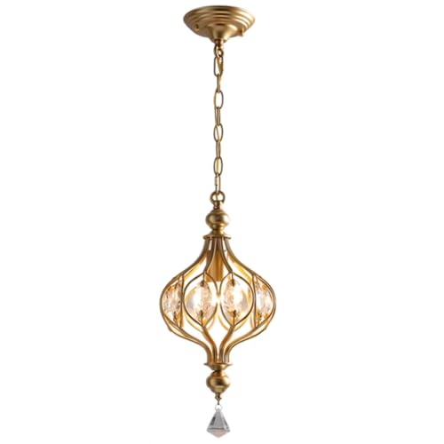 Suspension lanterne rétro avec douille E27 E26 et cage en fer doré pour décoration couloir
