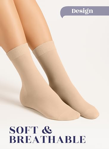Image of Hugh Ugoli Women's Thin Soft Rayon Derived from Bamboo Crew Socks for Dress, Trouser, Seamless Toe & Non-Binding, 5-8 /9-11