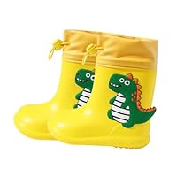 UPKOCH Rain Boots Non-slip Cartoon Dinosaur Design Lightweight Rainshoes for Boys and Colorful Protective Footwear with Easy Carry Yellow