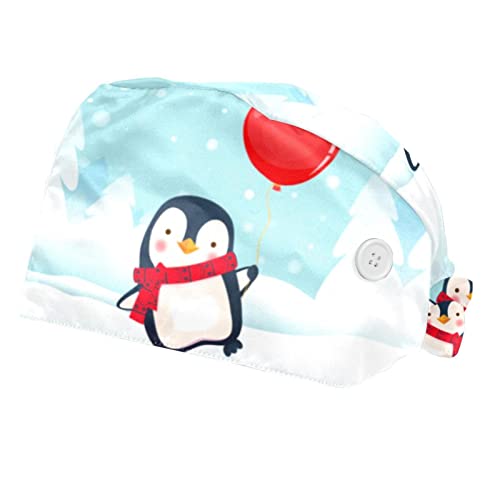 Chapeaux bouffants pingouin 2PCS : casquettes de travail hiver réglables pour femmes et hommes