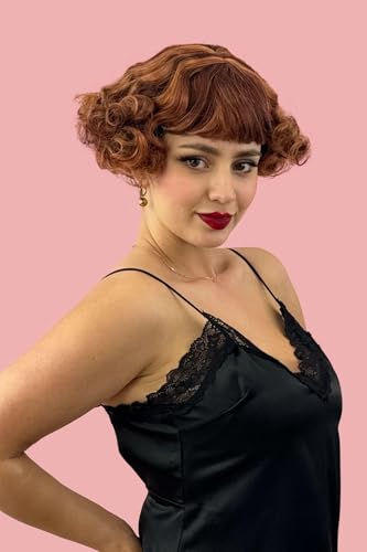 Perruque courte vintage roux auburn et blond ondulée Solana #BO